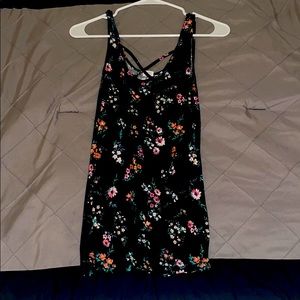 Black floral tank top